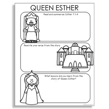 QUEEN ESTHER Bible Story Activity | Old Testament Worksheet Lesson