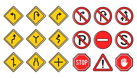 Set of yellow and red traffic sign board symbol 7163836 Vector Art at Vecteezy