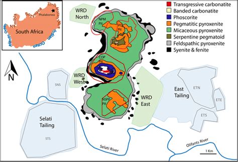 Simplified geological map of Phalaborwa Igneous Complex (modified from ...