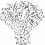 Simple Flower Bouquet Coloring Page sketch template