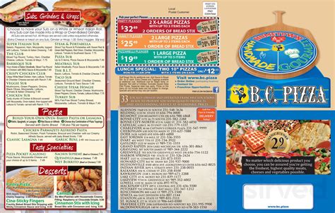 B.C. Pizza menu in Stanton, Michigan, USA