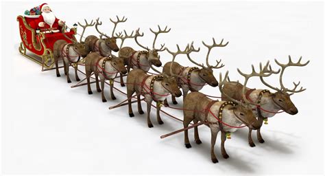 Santa in Sleigh with Reindeers 3D Model $129 - .fbx .obj .c4d - Free3D