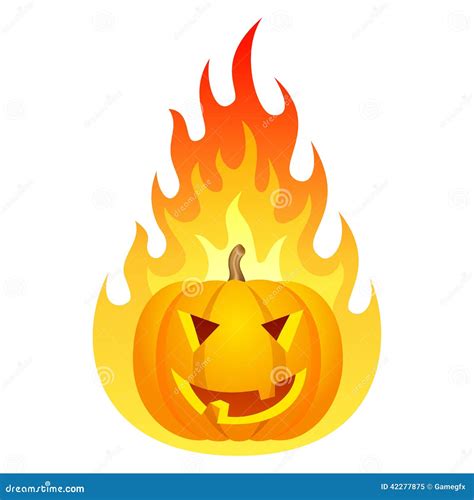 Halloween pumpkin on fire stock vector. Illustration of ripe - 42277875