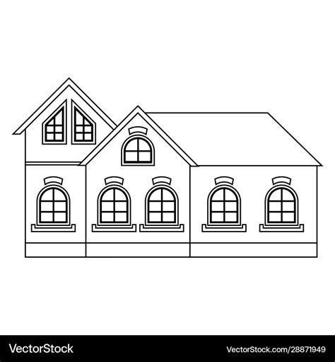 City small houses outline drawing Royalty Free Vector Image