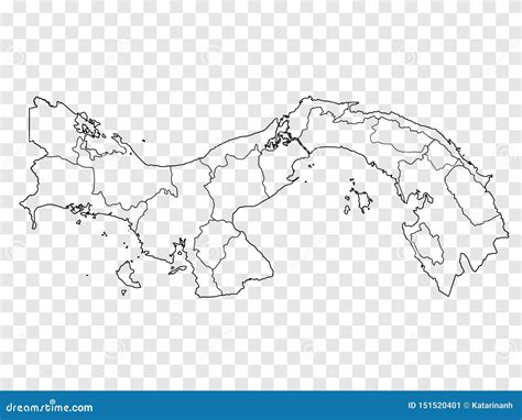 Panama Map - High Detailed Black Map With Counties/regions/states Of ...