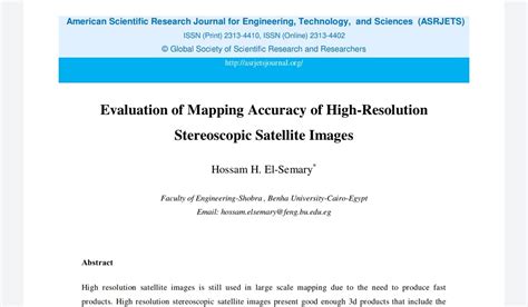 Evaluation of Mapping Accuracy of High-Resolution Stereoscopic Satellite Images - كوكب المنى