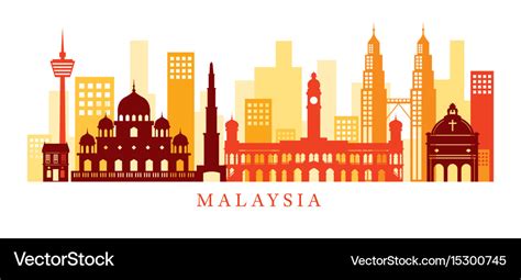 Malaysia architecture landmarks skyline shape Vector Image