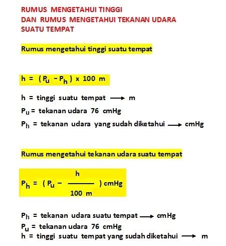 TEKANAN: RUMUS MENGENAI HUBUNGAN TINGGI DAN TEKANAN UDARA