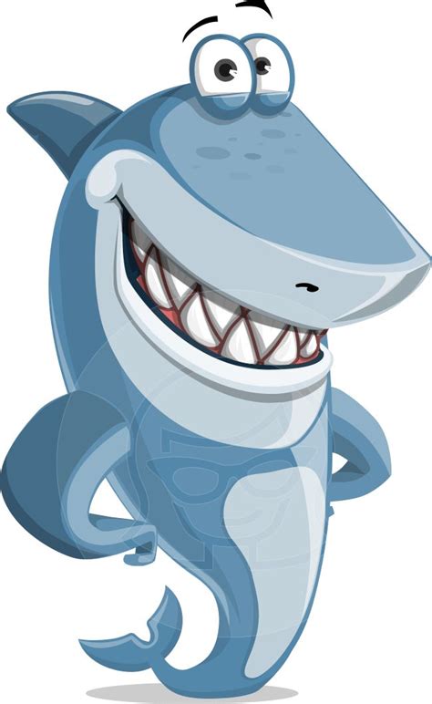 Shark Cartoon Vector Character | GraphicMama | Shark illustration, Drawing cartoon characters ...