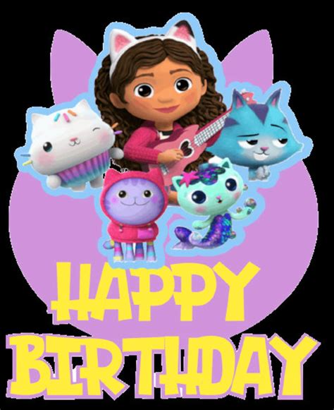 Gabby's Dollhouse Birthday Cake Topper Digital Download, Cat Kitty Kitten Happy Birthday Party ...