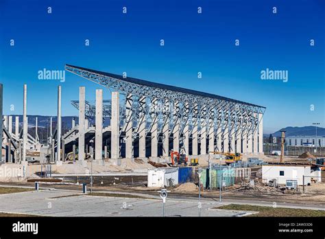 Construction site of the new football stadium building Stock Photo - Alamy