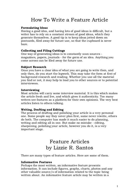 How to Write a Feature Article