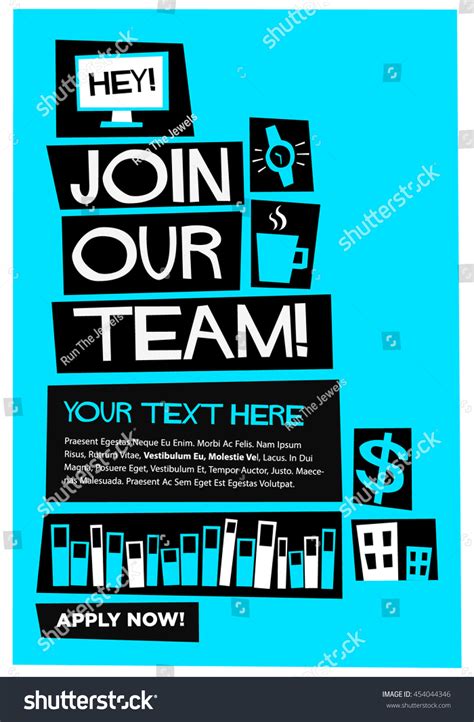 Join Our Team! (Flat Style Vector Illustration Recruitment Poster Design) With Text Box Template ...