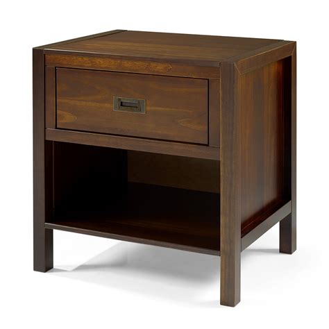 1-Drawer Classic Solid Wood Nightstand - Walnut - Walmart.com - Walmart.com