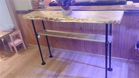 Live edge table with rigid steel pipe legs Live Edge Table, Center ...