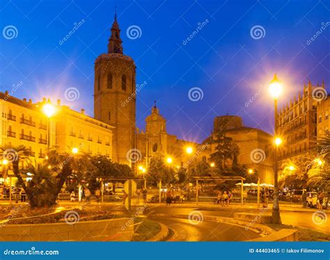 Night View of Plaza De La Reina. Valencia, Spain Stock Image - Image of ...