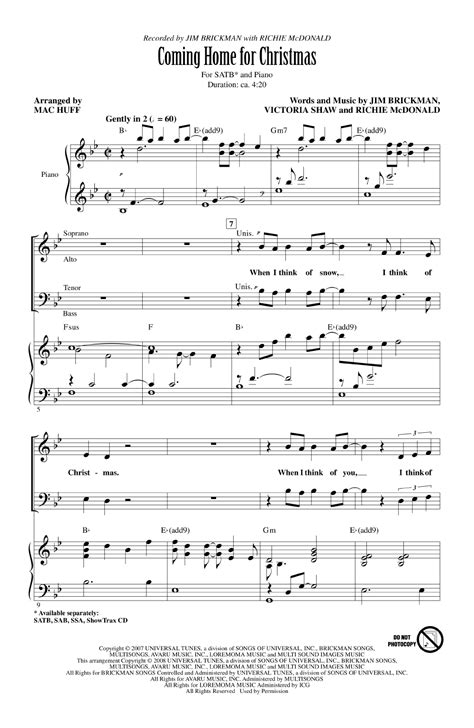 Coming Home for Christmas (SATB ) arr. Mac H | J.W. Pepper Sheet Music