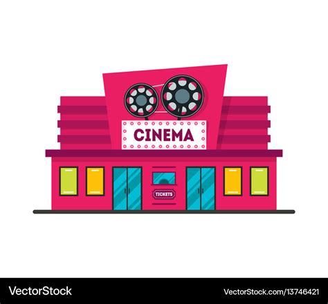 Cartoon cinema building Royalty Free Vector Image