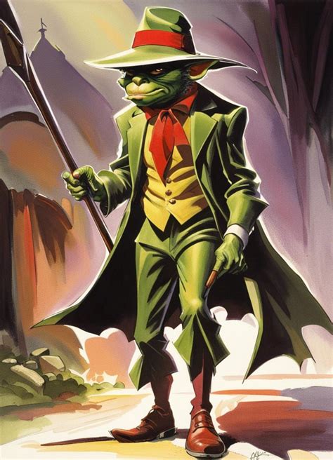 Robin Redcap, human sized goblin, armed with a pike, three piece suit, wide brimmed hat, Alex ...