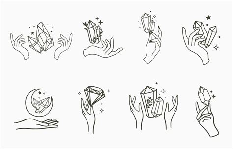 Black crystal hand outline Vector illustration for icon,sticker,printable and tattoo 7331866 ...