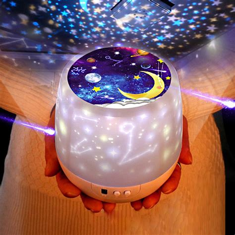 Rotation LED Night Light Ceiling Projector Kids Star Sky Moon Baby Bedroom Atmosphere Making ...