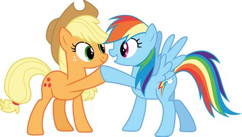 Applejack and Rainbow Dash hoof-bump by CloudyGlow on DeviantArt