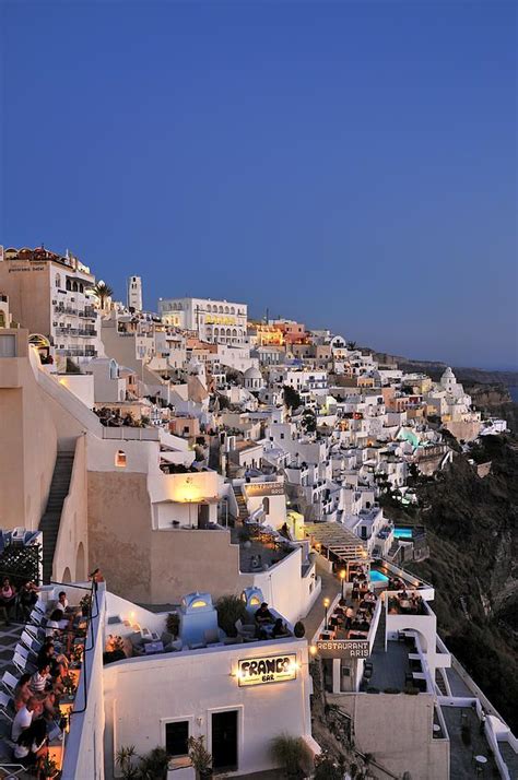 Fira at sunset time, Santorini | Greek islands vacation, Beautiful places to visit, Places to go