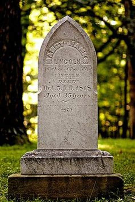 The headstone of Nancy Hanks Lincoln, mother of Abraham Lincoln, inside the boundaries of the ...