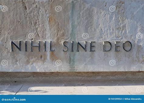 Nihil Sine Deo-Latin for `Nothing without God` Inscription on a Marble Monument To Honor the ...