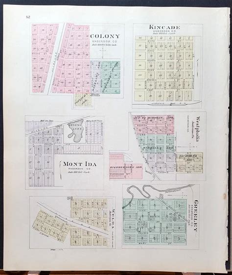 [Map] Anderson County, Kansas [backed with] Colony, Mont Ida, Welda, Kincade, Westphalia ...