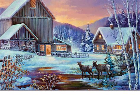 Winter Cabin Painting at PaintingValley.com | Explore collection of ...