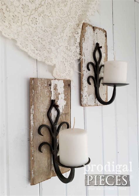 Rustic Candle Sconces ~ Wood & Iron - Prodigal Pieces | Rustic candle ...