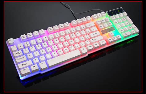 20% Gaming Keyboard Gaming White Colorful Crack LED Illuminated Backlit ...