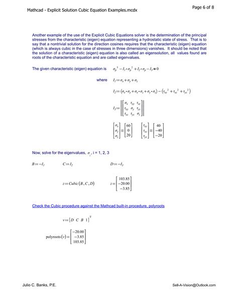 Mathcad explicit solution cubic equation examples | PDF