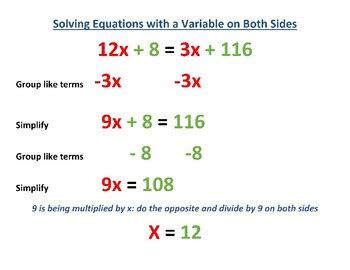 Solving Equations with a Variable on Both Sides by Matthew Dickson