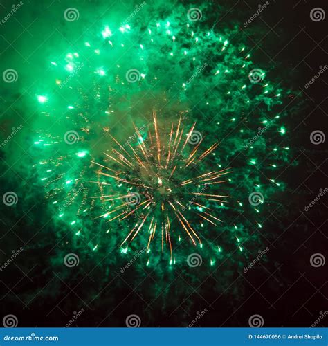 Beautiful Sparks from Fireworks in the Sky at Night Stock Photo - Image ...