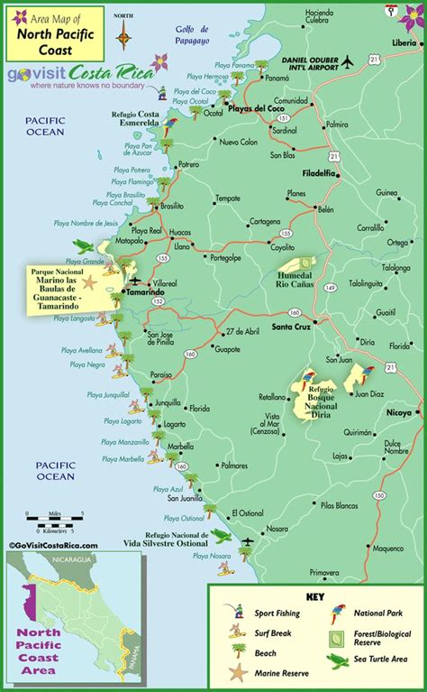 North Pacific Coast (Tamarindo Area) Map | Costa Rica | Pinterest