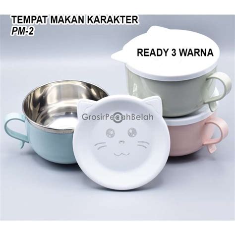 Jual Kotak Makan Anak Bulat Karakter Kucing Lucu Warna Warni Stainless ...