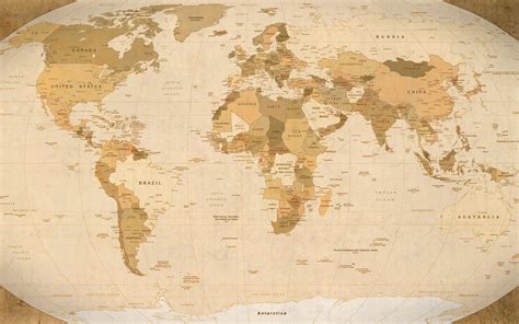 Sepia World Map Wallpaper - Mural Wall