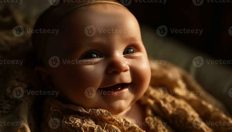 Cute baby boy smiling portrait, small child of Caucasian ethnicity generated by AI 24579142 ...