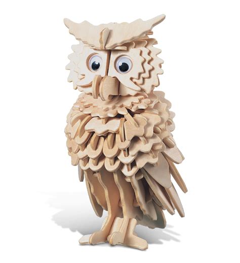 Puzzled 3D Puzzle Owl Wood Craft Construction Model Kit, Fun Unique ...