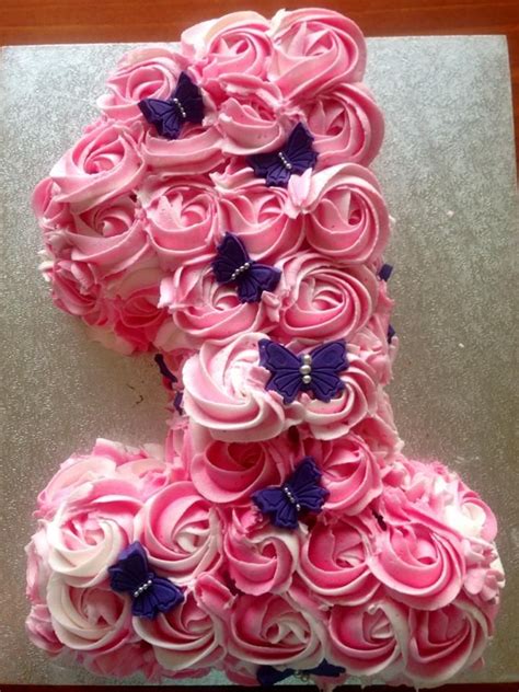 Number 1 pink rosette cake #1stbirthdaycake #rosette | Birthday cake icing, 1st birthday cakes ...