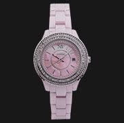 Fossil Stella CE1117 Pink Mother Of Pearl Dial Pink Ceramic Strap | Jamtangan.com