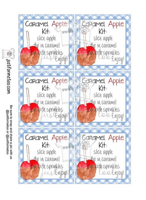 Caramel Apple Printable Tags, Caramel Apple Kit, Instant Download, Fall Tags, Teacher Tags ...