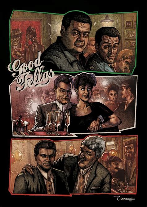 Goodfellas - three classic scenes depicted in the illustrated poster #GangsterMovie # ...