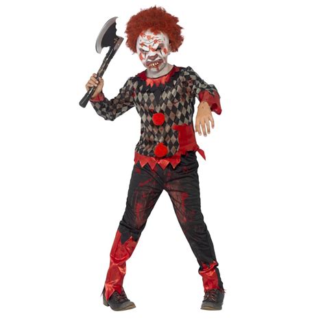 Child Deluxe Zombie Clown Costume Boys Scary Halloween Fancy Dress Outfit Kids | eBay