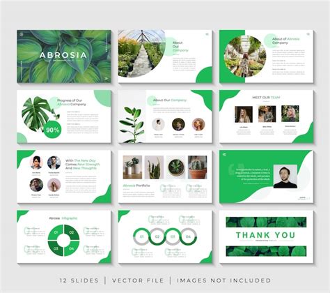 Premium Vector | Set green nature business powerpoint presentation slides template