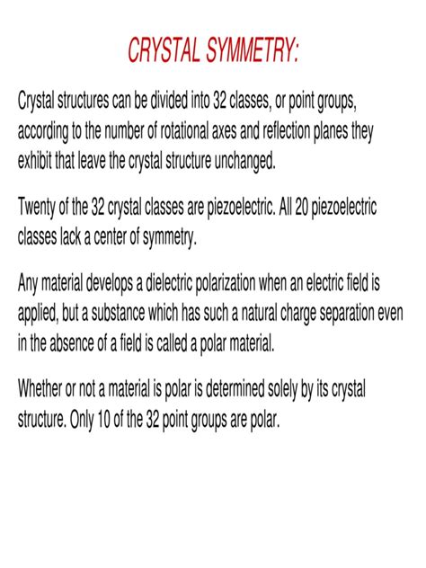 Crystal Symmetry | PDF | Piezoelectricity | Dielectric