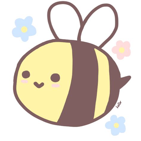 a cartoon bee with flowers around it