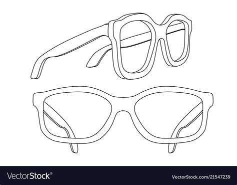 Glasses white flat outline drawing Royalty Free Vector Image